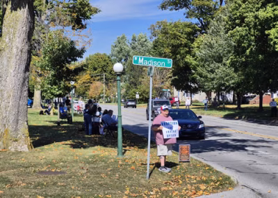ProLife Life Chain Several people on a street holding sign